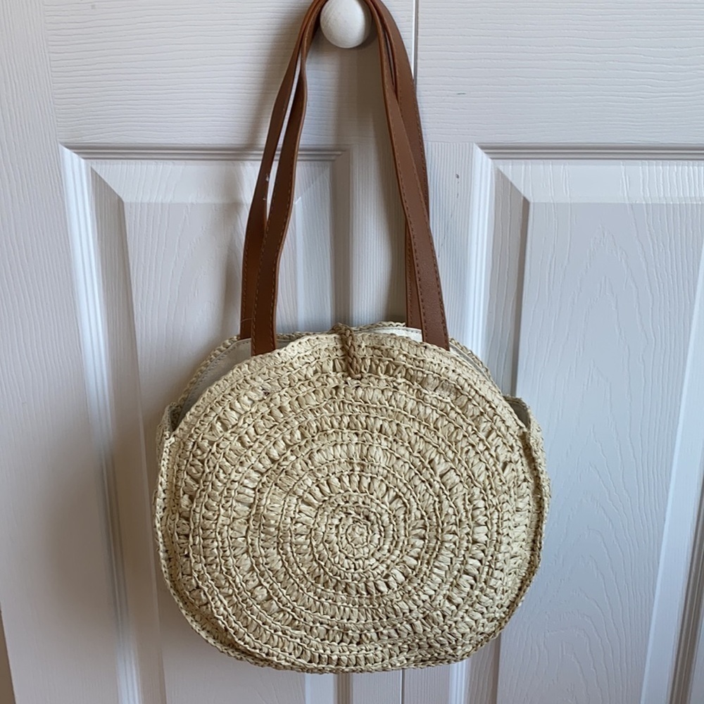 INC International Concepts Tan Melania Shell Circle Tote Purse NWT - Picture 3 of 11